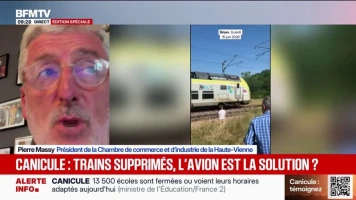 "Prenez l'avion sans modération": Pierre Massy (président de la Chambre de commerce et d'Industrie de la Haute-Vienne) affirme que l'avion est "la seule alternative pour se déplacer" face à la suppression des trains