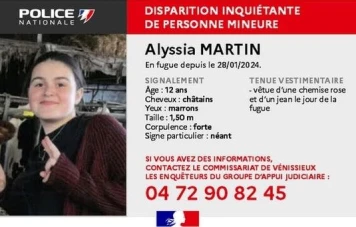 Rhône : Disparition inquiétante d'Alyssia, une adolescente de 12 ans à Bron