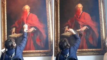Activiste Palestine Action déchire portrait de Balfour, enquête en cours